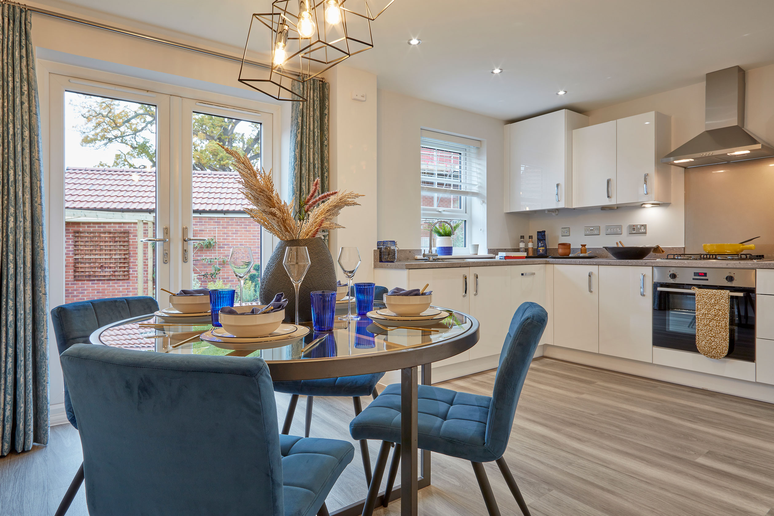 Open plan kitchen with dining area in the Maidstone 3 bedroom home